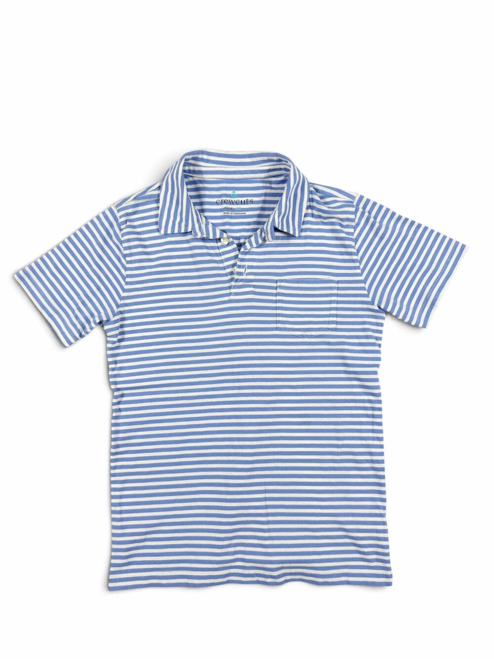 Crewcuts Kids Short-Sleeve Polo Shirt in Stripe Blue White Size 10